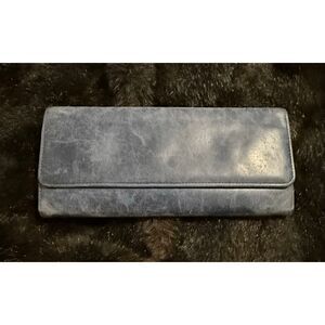 HOBO International Sadie Blue  Leather Trifold Wallet Clutch